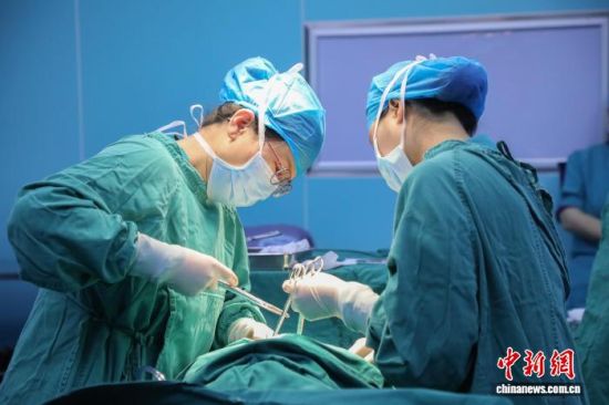 图为援青医生王元鹤(左)正在做手术。马铭言 摄 图为援青医生王元鹤(左)正在做手术。马铭言 摄