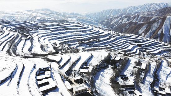 雪后的中岭乡银装素裹,白雪覆盖的田野里孕育着无限生机(无人机拍摄)。祁万强 摄 雪后的中岭乡银装素裹,白雪覆盖的田野里孕育着无限生机(无人机拍摄)。祁万强 摄